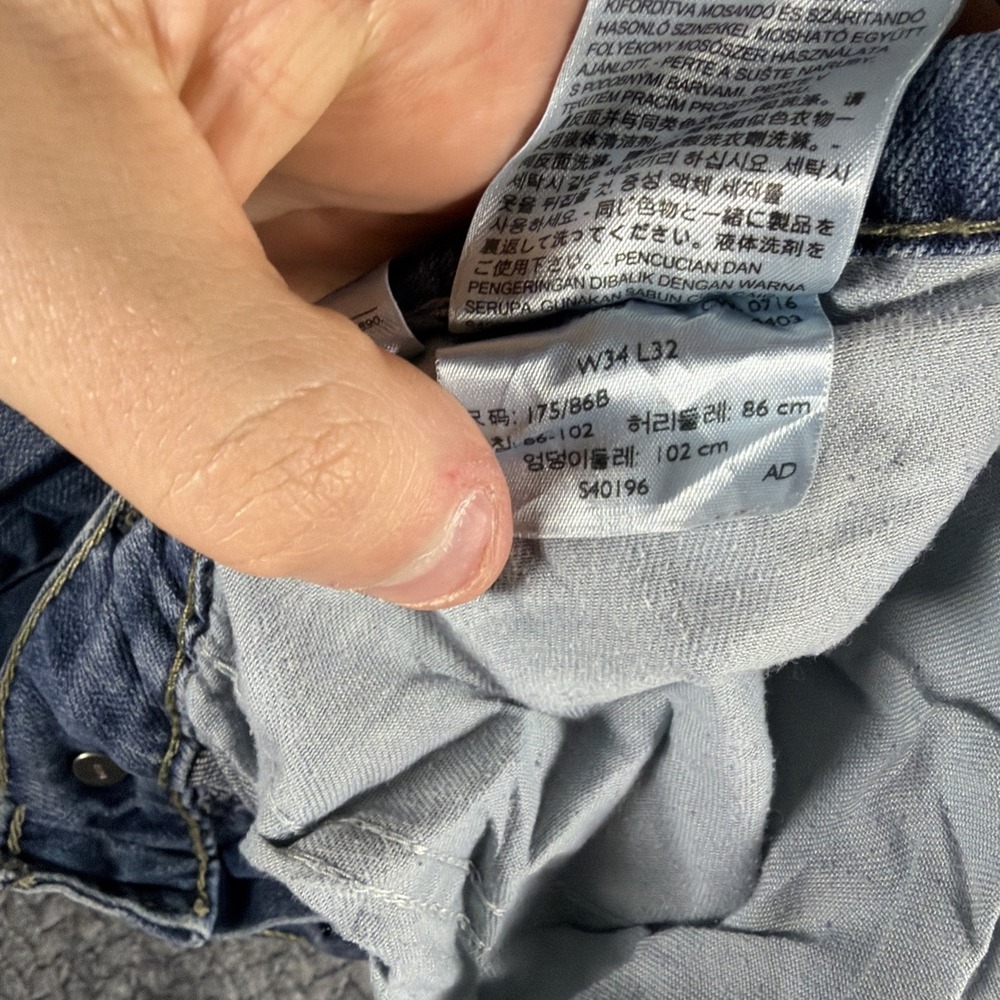 Levis 511 Slim Jeans Mens 34x32 Medium Wash Blue Stretch Denim Stained - Picture 9 of 16
